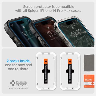 15. Szkło hartowane Spigen Glas.tR EZ Fit na iPhone 14 Pro Max - 2 szt.
