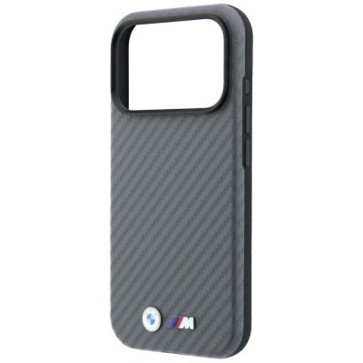 6. Etui BMW M Carbon Metal Logo MagSafe na iPhone 17 Pro Max / 18 Pro Max - szare