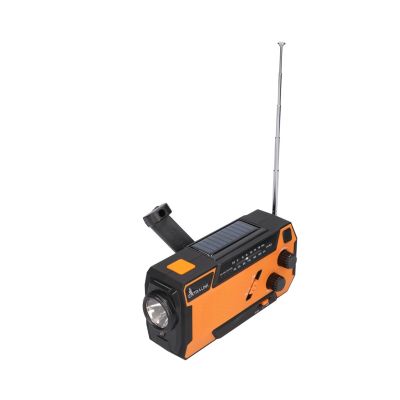 12. Extralink RADIO AWARYJNE SOLARNE Z KORBKA DYNAMO POWERBANK 4000MAH Z LATARKA SOS SR-4000 Przenośny Analogowy Czarny, Pomarańczowy