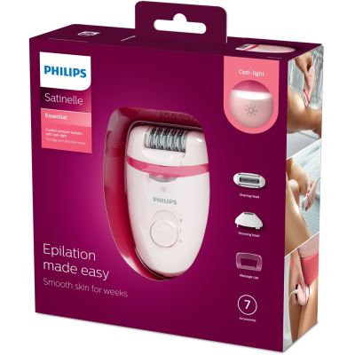 2. Depilator Philips Satinelle Essential BRE285/00 (kolor różowy)