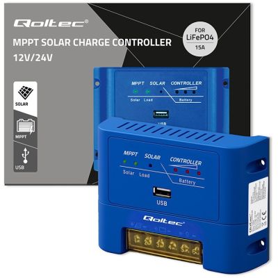 8. QOLTEC REGULATOR ŁADOWANIA MPPT 15A DO ZASILANIA ODBIORNIKÓW DC I ŁADOWANIA AKUMULATORÓW 12V/24V | LIFEPO4