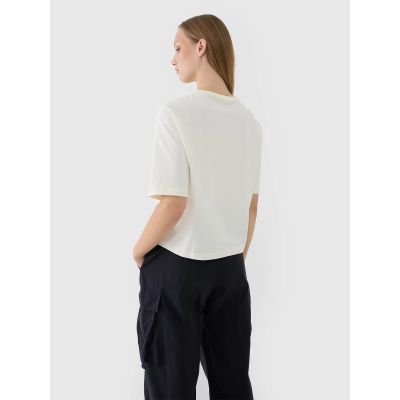 2. T-shirt oversize z nadrukiem damski 4F 4FWSS25TTSHF1971-11S