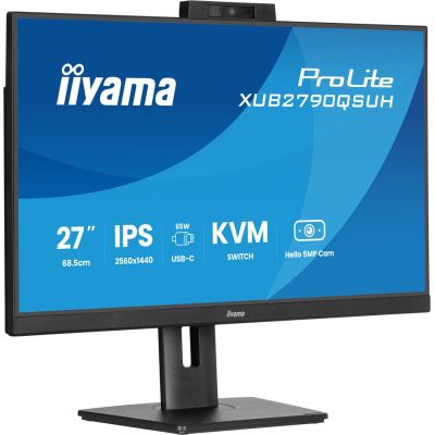 7. Monitor iiyama XUB2790QSUH-B2 27" IPS-panel 2560x1440 100Hz Windows Hello Kamera 5MP Auto Focus 15cm regulacja wysokości stojaka 4ms 250