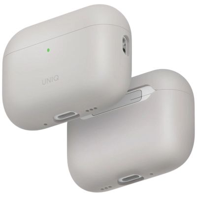 7. Etui UNIQ Lino Silicone na AirPods Pro - beżowe