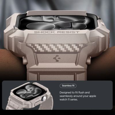 12. Pasek Spigen Rugged Armor Pro V2 na Apple Watch (46 mm) - beżowy