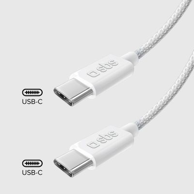 10. Kabel SBS TECABLETISSUETCCG USB-C - USB-C 1,5m 60W w oplocie - szary