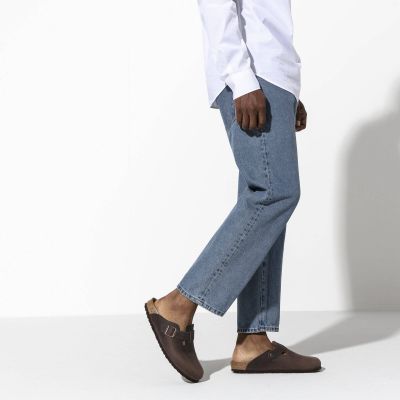 4. Chodaki damskie/męskie Birkenstock Boston Habana olejowana skóra klapki regular szerokie (0860131)