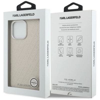 8. Etui Karl Lagerfeld FW Stamped Karl MagSafe na iPhone 16 Pro Max - beżowe