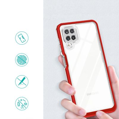 2. Clear 3in1 etui do Samsung Galaxy A22 4G żelowy pokrowiec z ramką czerwony