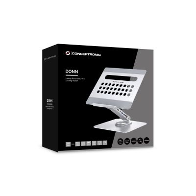 9. CONCEPTRONIC Uchwyt na laptopa ze stacją dokującą 7 w 1 srebrny
