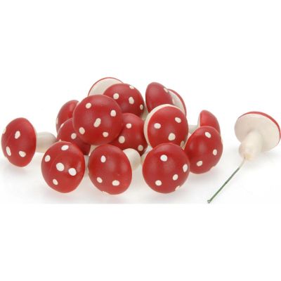 5. FIGURKA DEKORACYJNA GRZYBKI MUCHOMORKI NA DRUCIKU 9SZT