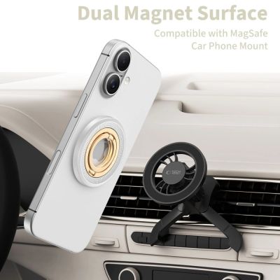 5. Uchwyt magnetyczny Tech-Protect MMR700 Lamano MagSafe na telefon - szaro-złoty