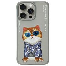 Etui Nimmy Glasses Cool Cat na iPhone 15 Pro - szare