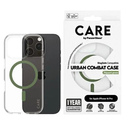 Etui CARE by PanzerGlass Flagship Case z MagSafe na iPhone 16 Pro - zielone