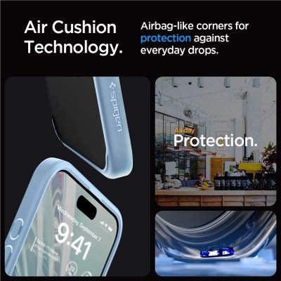 6. Etui Spigen Crystal Hybrid na iPhone 15 Pro Max - przezroczysto-niebieskie