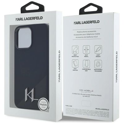 8. Etui Karl Lagerfeld Silicone Shadow Metal Initial MagSafe do iPhone 15 Pro Max czarny