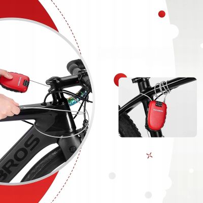 10. Zapięcie rowerowe Rockbros 32420981001 z linką zwijaną - czerwone