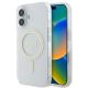 Etui Guess IML Glitter Circle MagSafe na iPhone 16 - przezroczyste