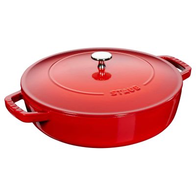 7. Głęboka patelnia do duszenia z pokrywką Staub - 24 cm, Czerwony
