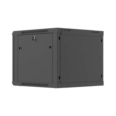 14. Szafa instalacyjna rack wisząca 19" 9U 600x600 czarna drzwi perforowane Lanberg (flat pack)