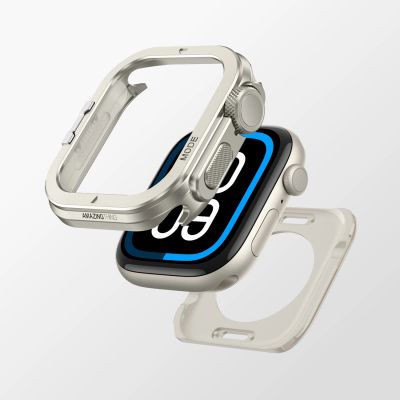 3. Etui metalowe AMAZINGTHING Titan Pro na Apple Watch 11 46mm aluminiowe - tytanowe