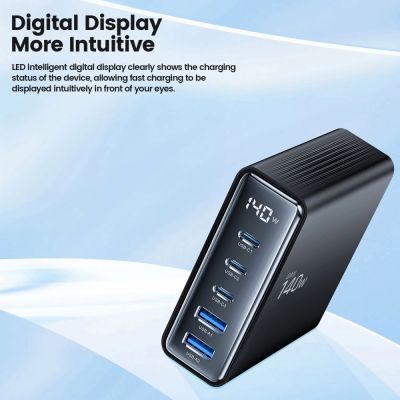 5. Stacja ładująca Tech-Protect DC140W-GAN 5-PORT PD140W/QC3.0 - czarna