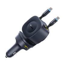 Ładowarka samochodowa Baseus PrimeTrip VR2 Max 60W ze zwijanymi kablami USB-C - czarna