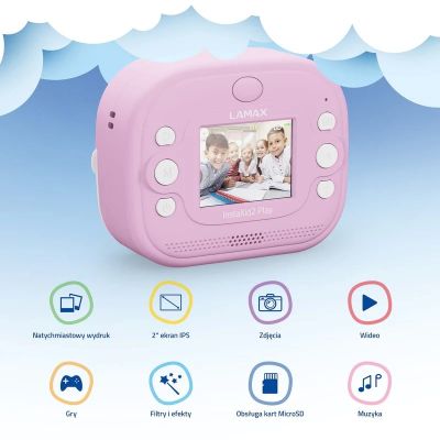 8. Aparat fotograficzny dla dzieci LAMAX InstaKid2 Play, pink