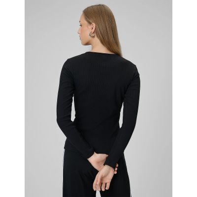 2. Longsleeve slim z prążkowanej dzianiny damski 4F 4FRAW25TLONF656-20S
