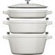 6. Zestaw 3 naczyń żeliwnych z pokrywką STAUB 40508-388-0 - biała trufla 24 cm