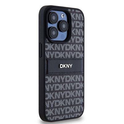4. Etui DKNY Leather Mono Stripe & Metal Logo na iPhone 15 Pro Max - czarne