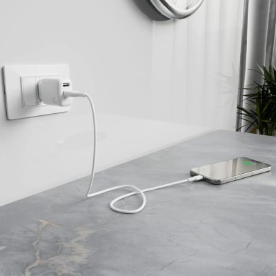 8. Ładowarka sieciowa Puro PROLITE 10W 2x USB-A + kabel USB-A - USB-C 1.2m - biała