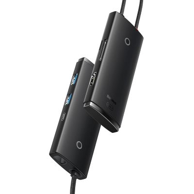 3. Baseus Lite Series wielofunkcyjny HUB USB Typ C - 2 x USB 3.0 / USB Typ C / HDMI 1,4 / SD/TF OTG czarny (WKQX050001)