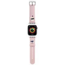 Pasek Karl Lagerfeld 3D Rubber Karl&Choupette Heads na Apple Watch 42/44/45/49mm - różowy