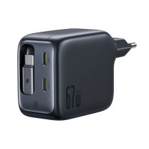 Ładowarka sieciowa Baseus EnerCore CJ11 67W z dwoma portami USB-C i ze zwijanym kablem USB-C - czarna