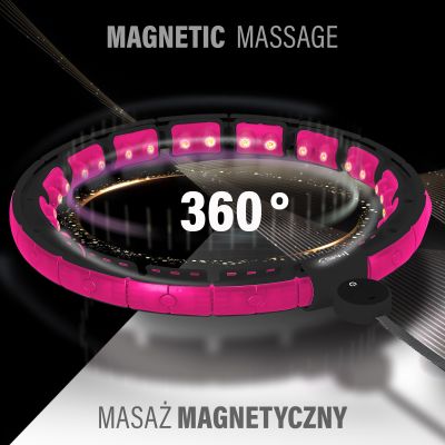 3. HHM16 HULA HOP BLACK/PINK Z MAGNESAMI I OBCIĄŻNIKIEM + LICZNIK HMS