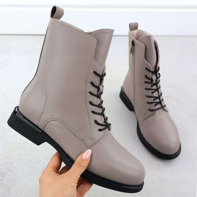 2. Skórzane botki damskie workery beżowe Filippo DBT7222