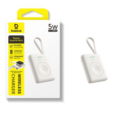 6. Powerbank Baseus EnerFill FW11 5W do Apple Watch z wbudowanym kablem - biały