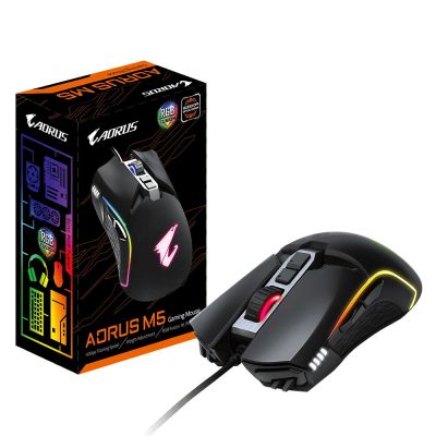 7. Gigabyte AORUS M5, mysz do gier, USB, optyczna, do 16000 DPI