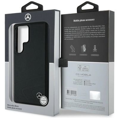 8. Etui Mercedes Leather Horizontal Debossed Curves MagSafe na Samsung Galaxy S25 Ultra - czarne