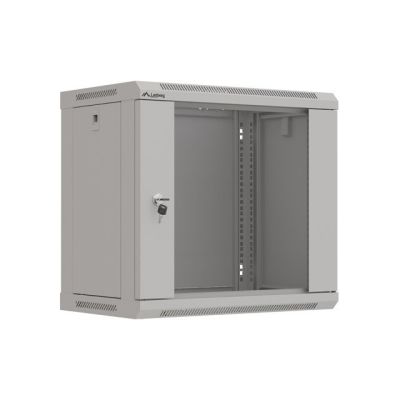 12. Szafa instalacyjna rack wisząca 19" 9U 540x350 szara drzwi przeszklone LANBERG (FLAT PACK)