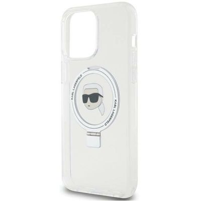 6. Etui Karl Lagerfeld Ring Stand Karl Head MagSafe do iPhone 15 Pro Max - białe