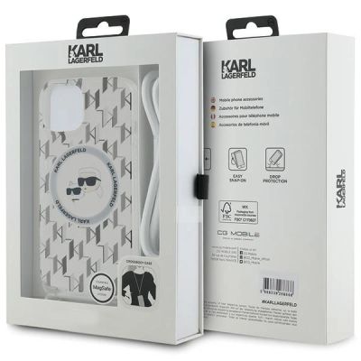 7. Etui Karl Lagerfeld IML Crossbody Monogram Karl & Choupette Head MagSafe na iPhone 15 / 14 / 13 - przezroczyste