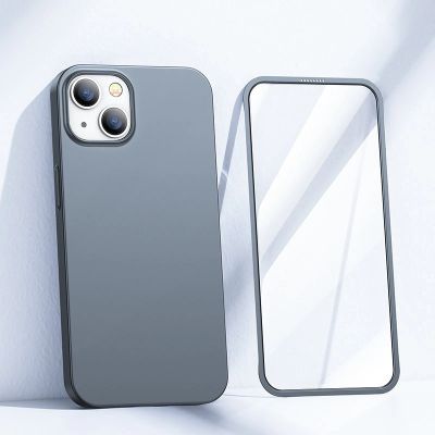 2. Joyroom 360 Full Case etui pokrowiec do iPhone 13 obudowa na tył i przód + szkło hartowane szary (JR-BP927 tarnish)