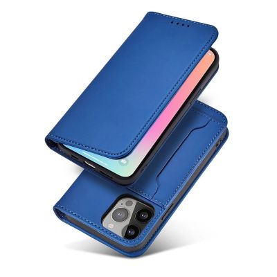 3. Magnet Card Case etui do iPhone 13 Pro pokrowiec portfel na karty kartę podstawka niebieski