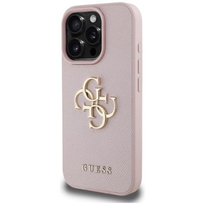 2. Etui Guess Grained Big 4G Logo Small Classic Logo na iPhone 16 Pro - różowe