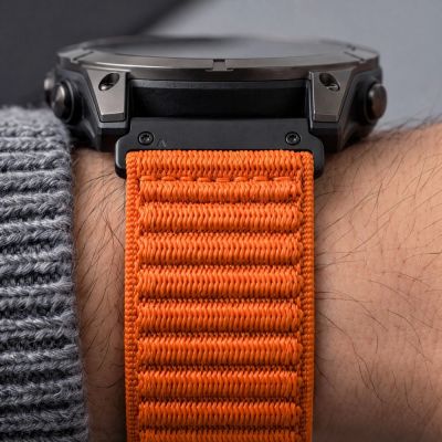 10. Pasek Tech-Protect NylonLoop na Garmin Fenix 5X / 5X Plus / 6X / 6X Pro / 7X / 8 / 8 Pro / 9 / 9 Pro (51 mm) - pomarańczowy