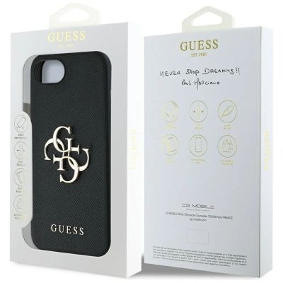 8. Etui Guess PU Grained 4G Metal Logo na iPhone 16e - czarne