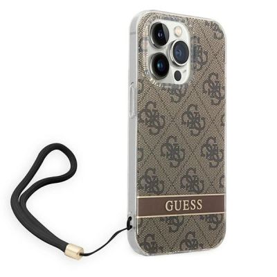 3. Etui Guess 4G Print Strap na iPhone 14 Pro Max - brązowe