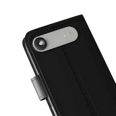 9. Etui Puro Wallet Stand na iPhone 17 Air z ekoskóry, z klapką, portfelem i funkcją podstawki - czarne